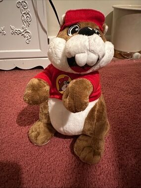 Red Plush Groundhog Stuffed Animal with White Belly
